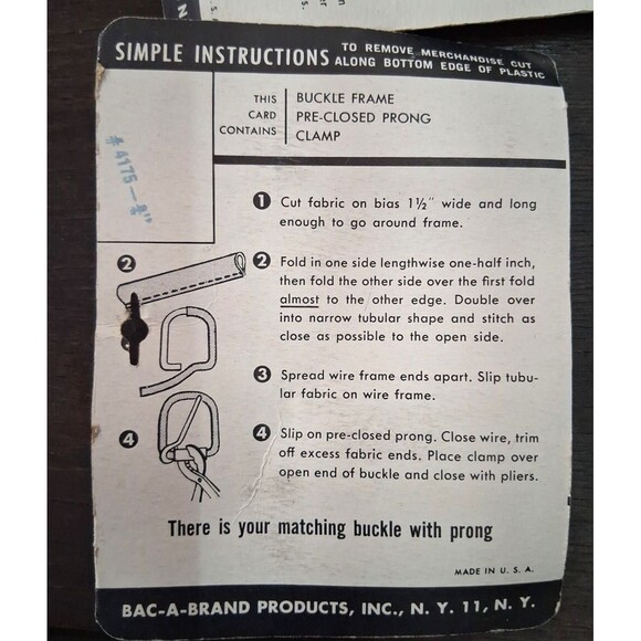 Vintage Bac-A-Brand Thin Harness Buckle with Preclosed Prong 3/4" & 1" - Picture 3 of 6